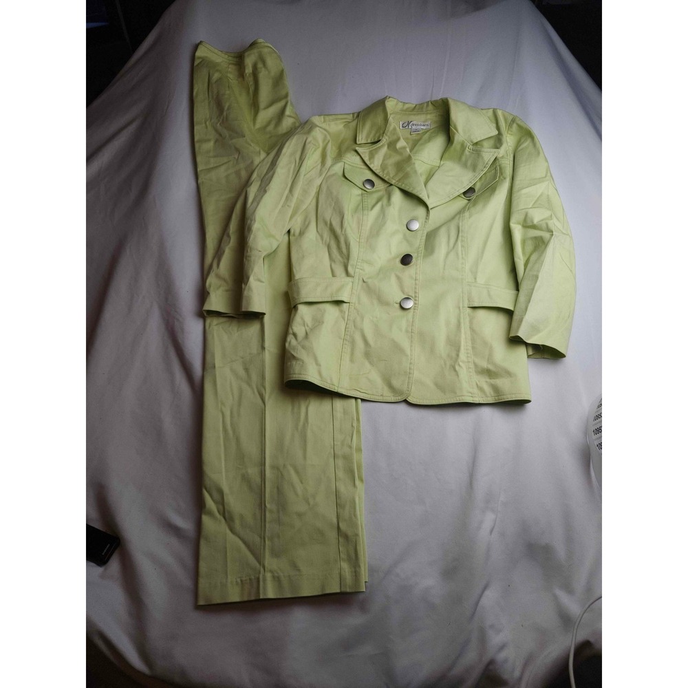 Dressbarn Lime Green Pant Suit Set 2pc Blazer Trousers Womens Size 10